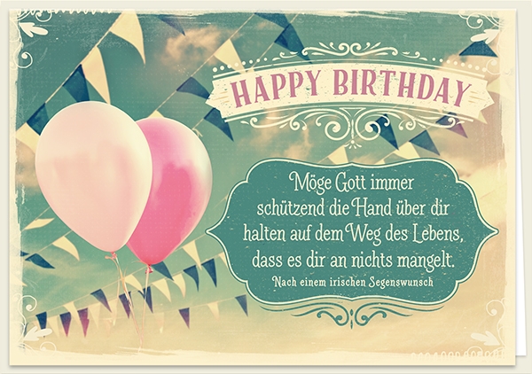 Faltkarte - Happy Birthday - Möge Gott