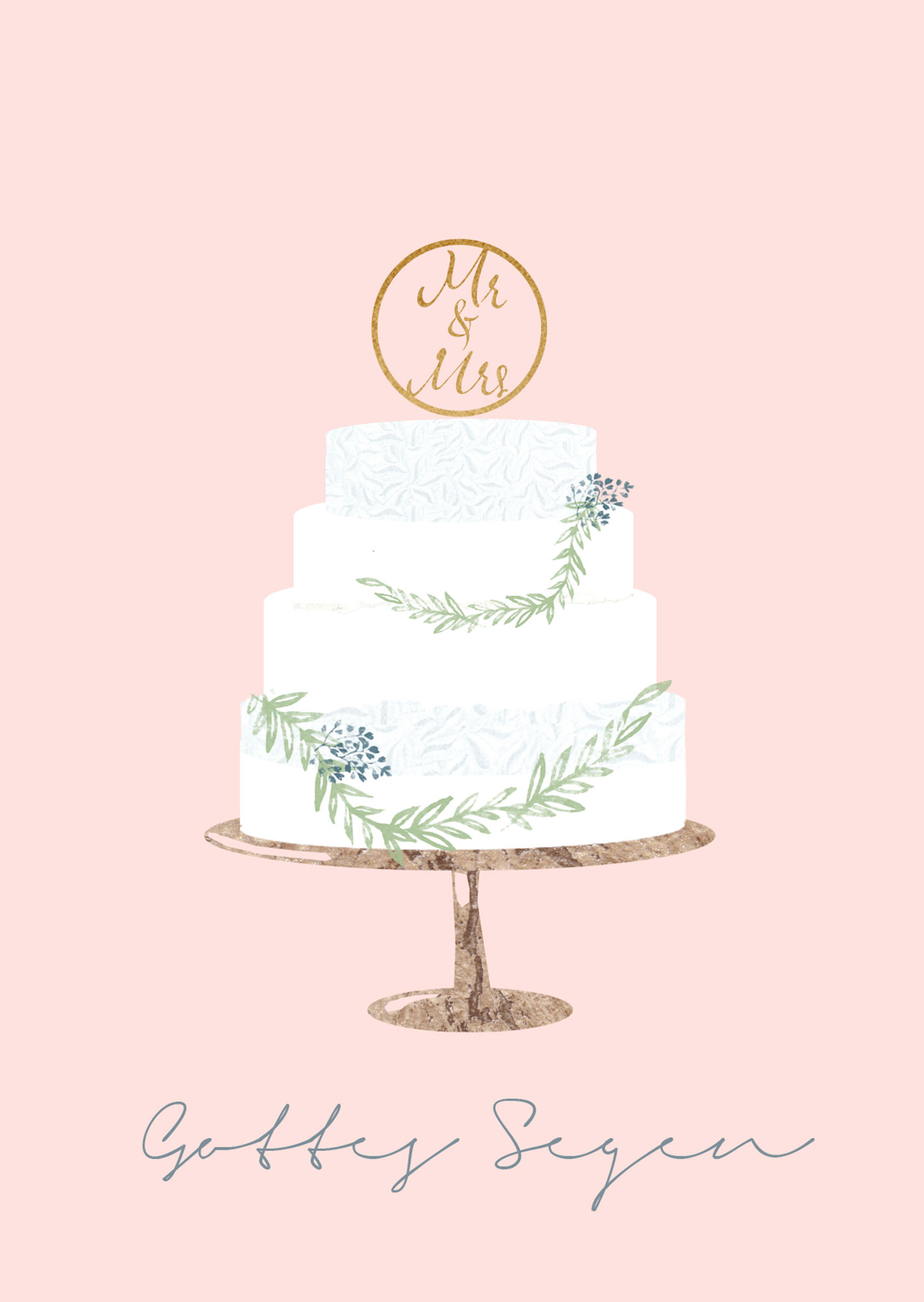 Faltkarte Naturpapier - Gottes Segen (Torte) – Hochzeit