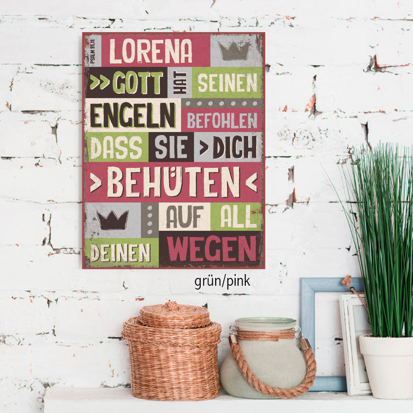 Persönliches Metallschild groß - Seinen Engeln befohlen