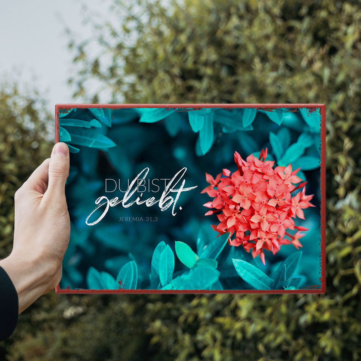 Metallschild klein - Du bist geliebt (Blume)