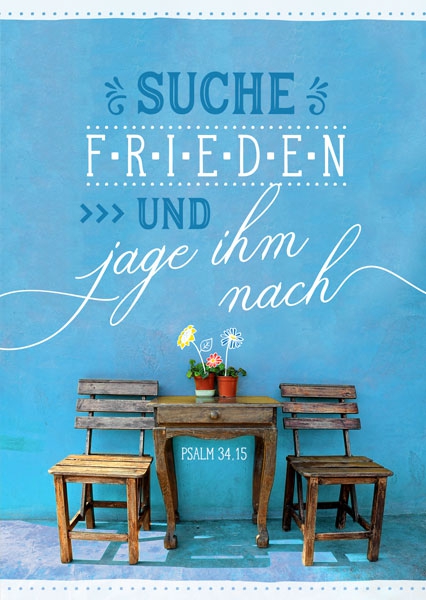Postkarte - Suche Frieden (Stühle)