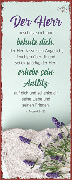 Metallschild lang - Der Herr beschütze dich (Lavendel)