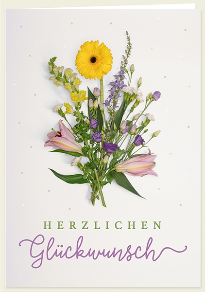 Faltkarte - Herzlichen Glückwunsch (Blumenstrauß)