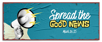 Metallschild lang - Spread the good news