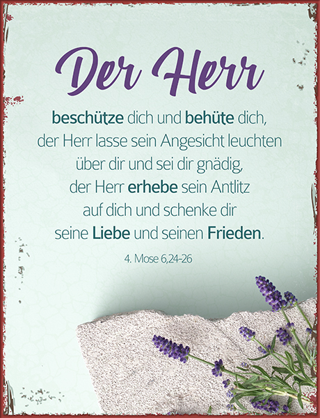 Metallschild groß - Der Herr beschütze dich (Lavendel)