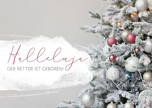 Postkarte - Halleluja, der Retter ist geboren (Baum)