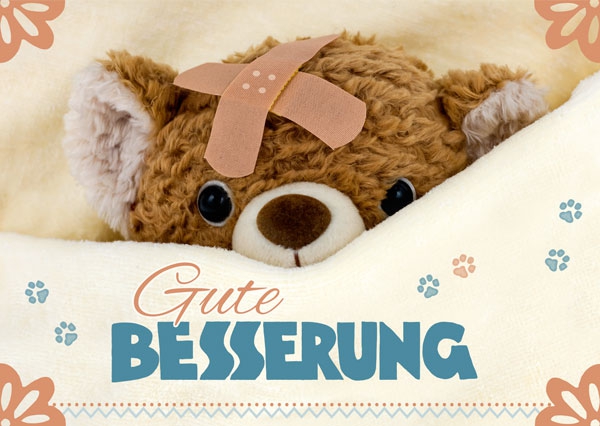 Postkarte - Gute Besserung (Teddybär)