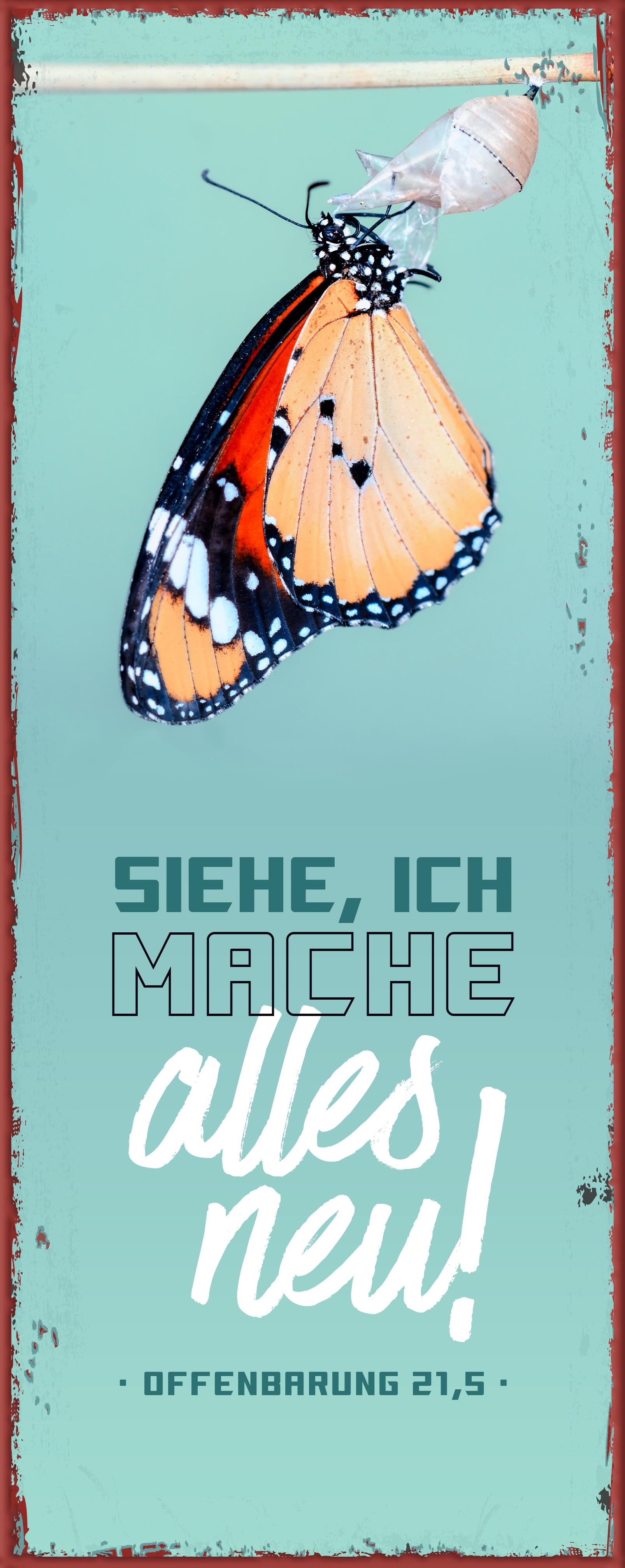 Metallschild lang - Jahreslosung 2026 - Schmetterling