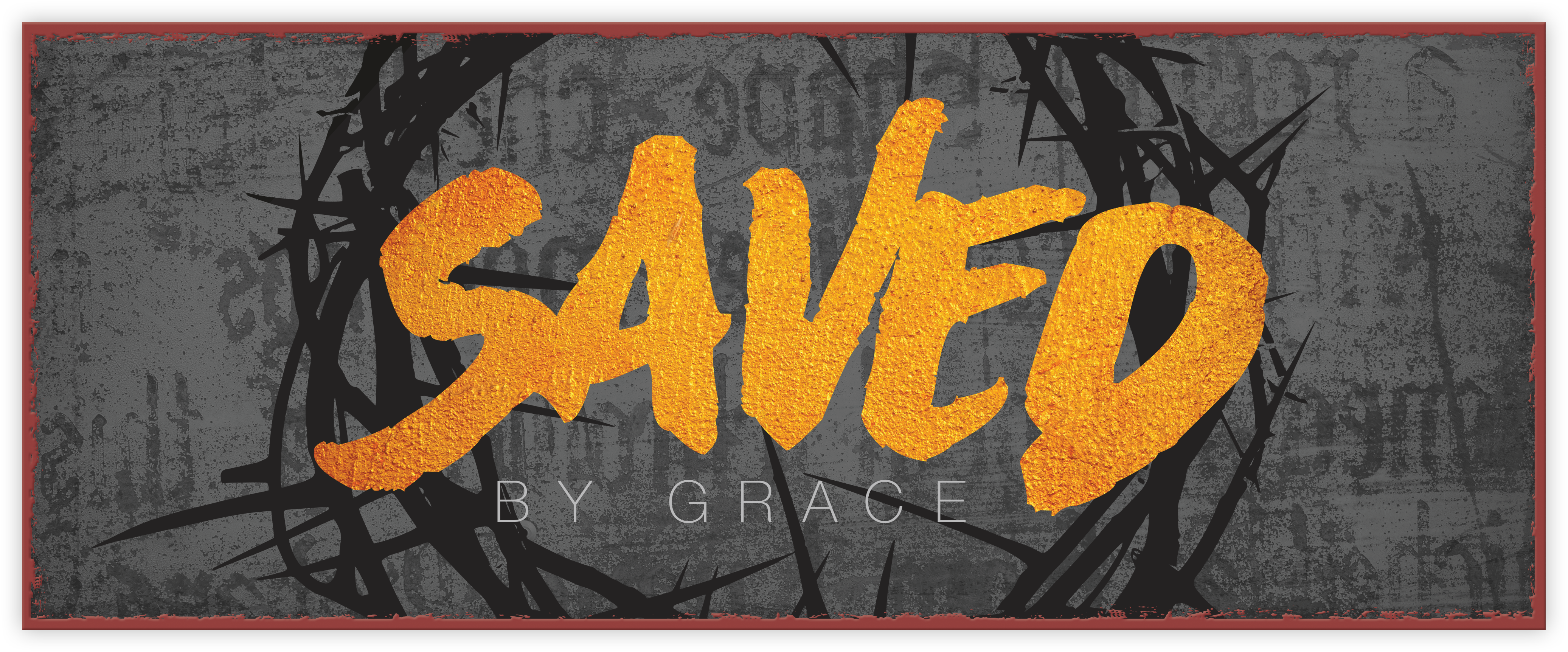 Metallschild lang - Saved by grace