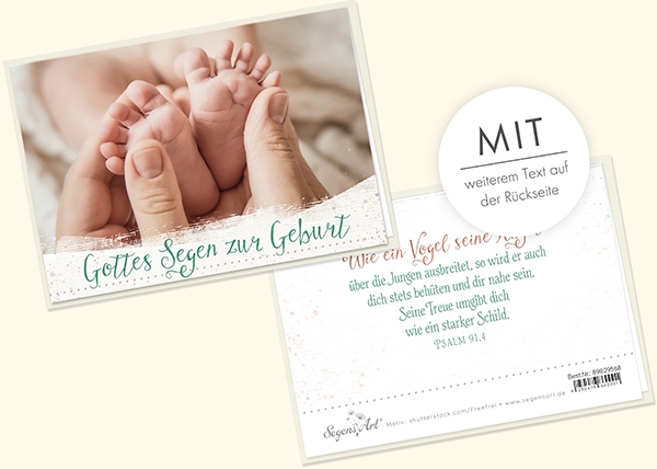 Faltkarte - Geburt - Wie ein Vogel seine Flügel