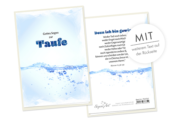 Faltkarte - Gottes Segen zur Taufe (Wasser)