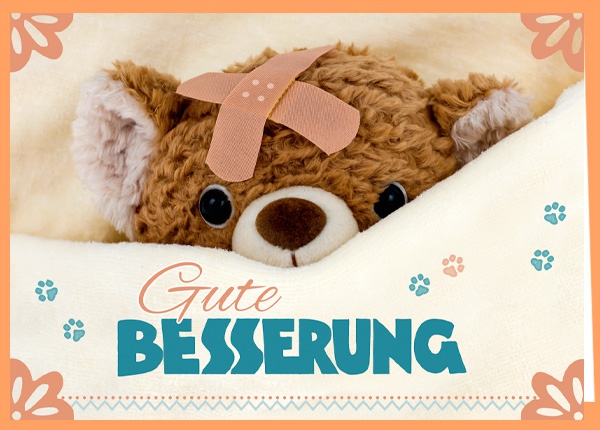 Faltkarte - Gute Besserung (Teddybär)