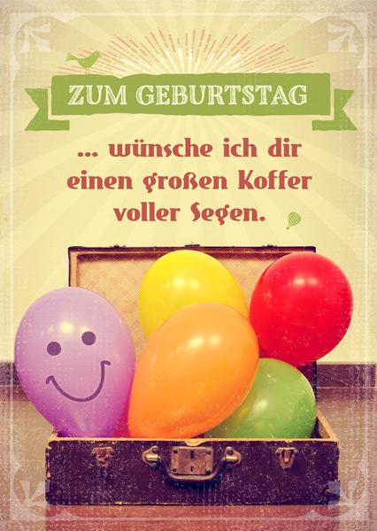 Postkarte - zum Geburtstag - Koffer voller Segen