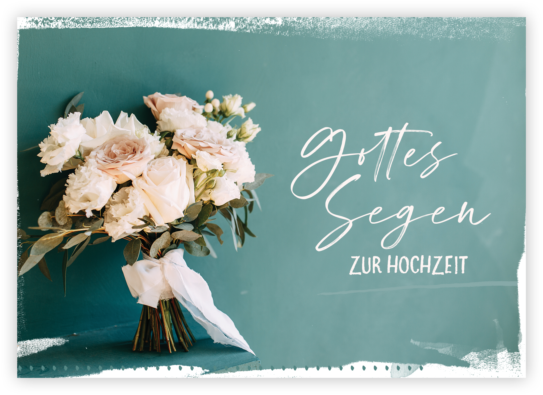 Faltkarte - Gottes Segen zur Hochzeit (Blumenstrauß)
