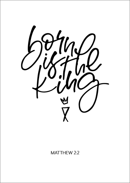 Postkarte - Born is the king (weiß)