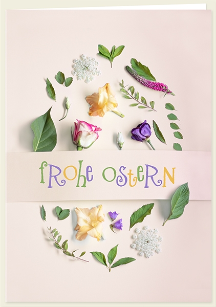 Faltkarte - Frohe Ostern (Blumen)
