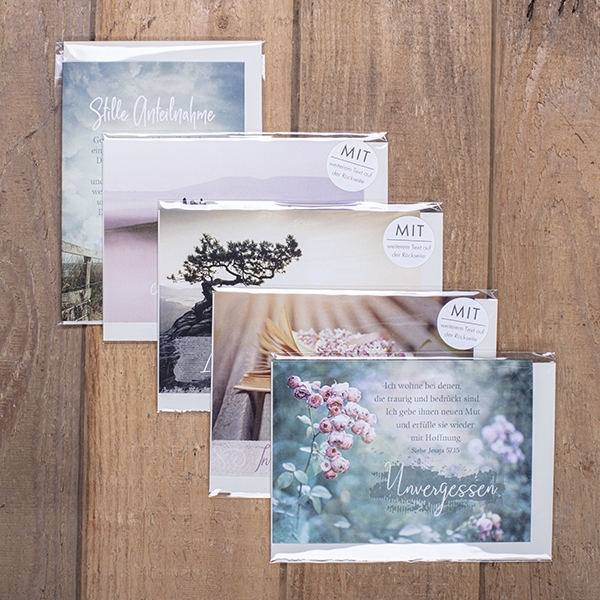 Faltkarten-Set rechteckig - Trauer