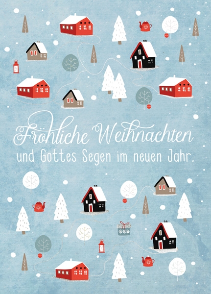 XL-Postkarte Big Blessing Silber - Fröhliche Weihnachten und Gottes Segen