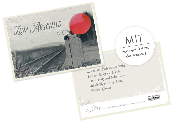 Faltkarte - Zum Abschied - Reise