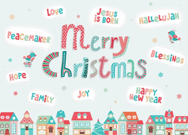 XL-Postkarte Big Blessing Silber - Merry Christmas