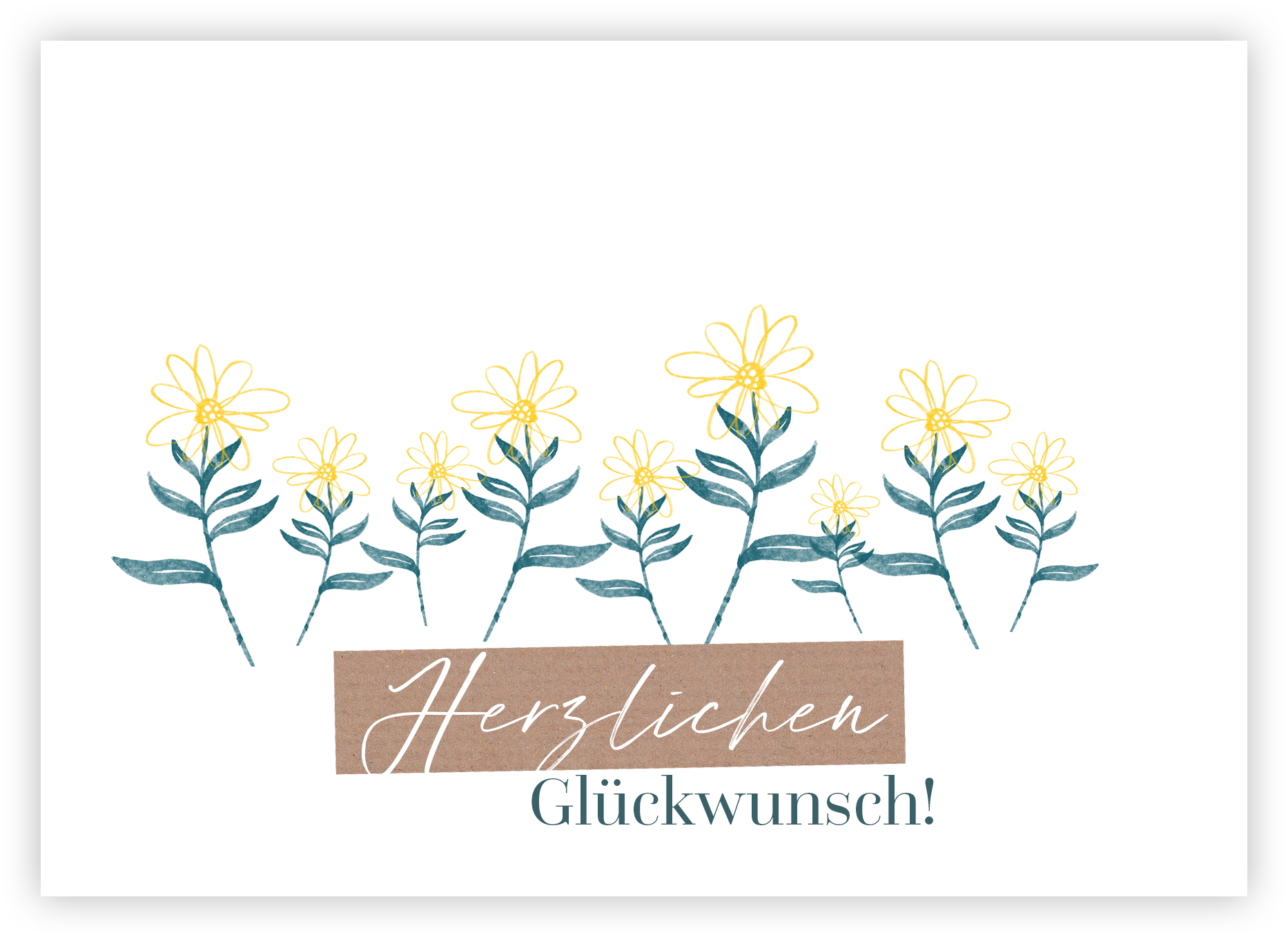 Faltkarte Naturpapier - Herzlichen Glückwunsch (Blumen)