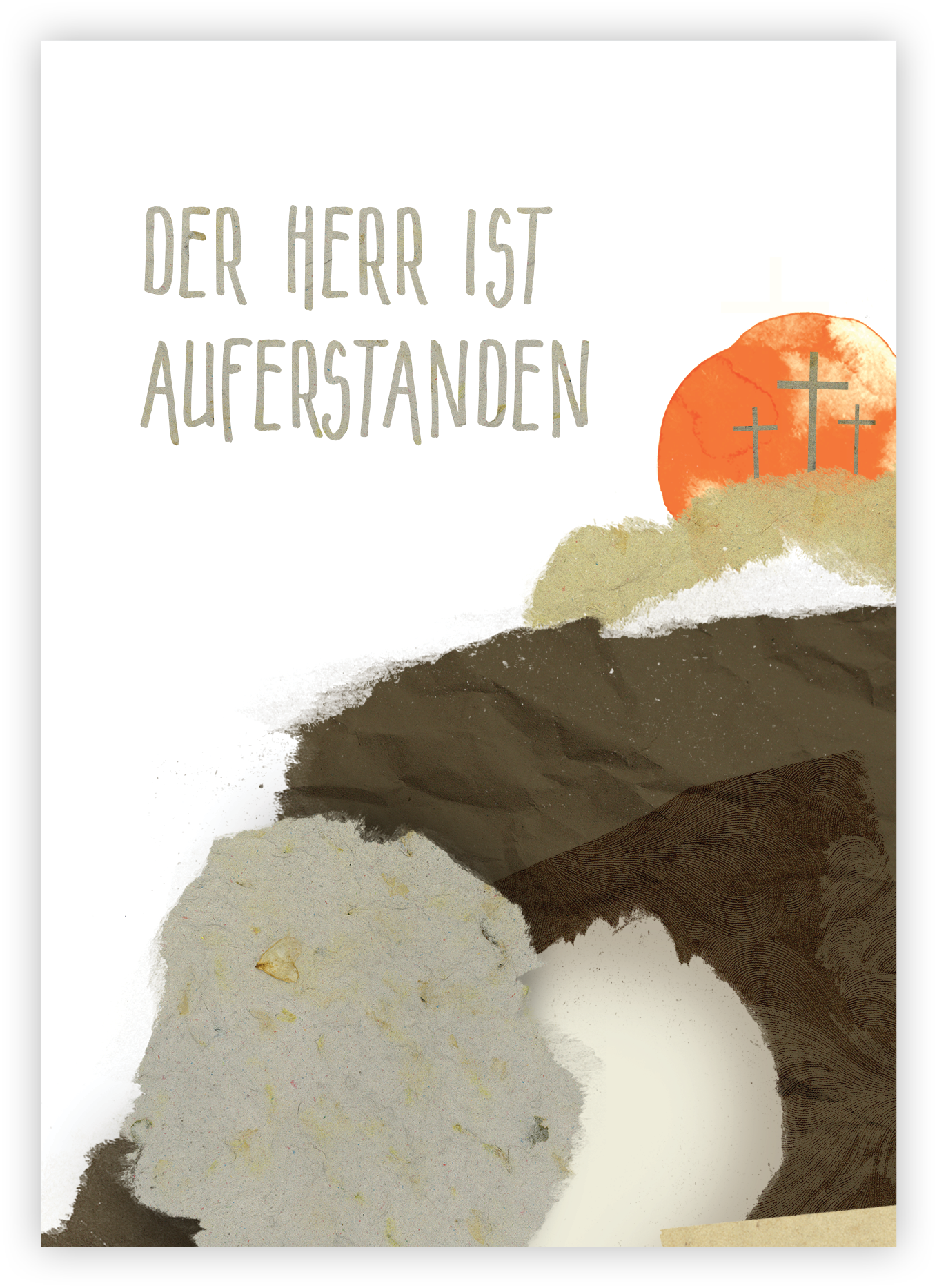 Faltkarte Naturpapier - Der Herr ist auferstanden (Ostern)