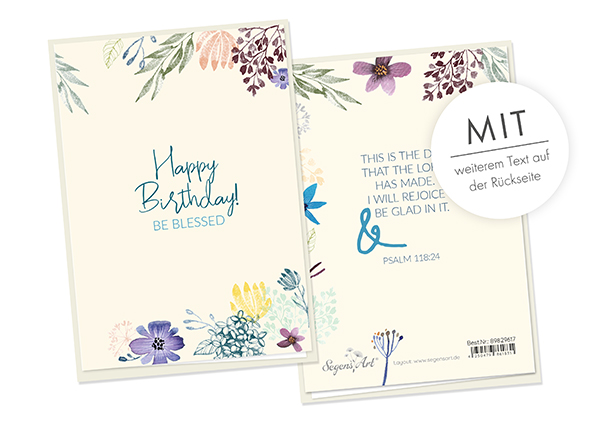Faltkarte Naturpapier - Happy Birthday - Be blessed