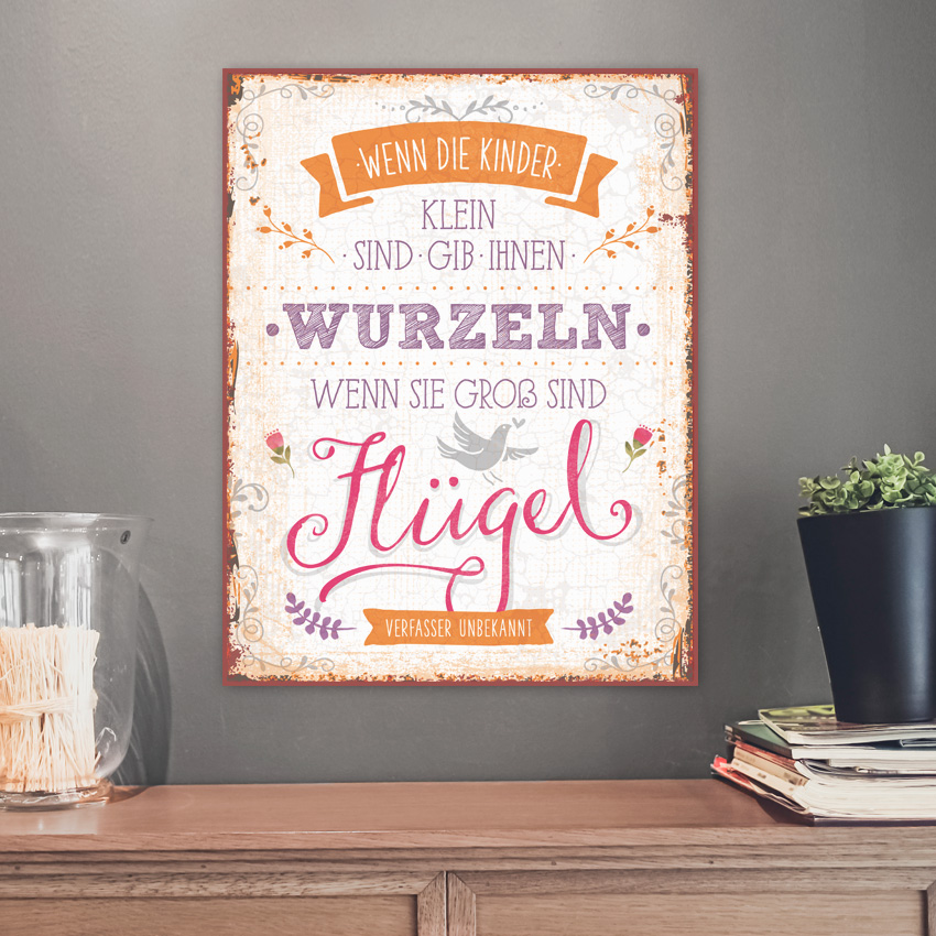 Metallschild groß - Flügel