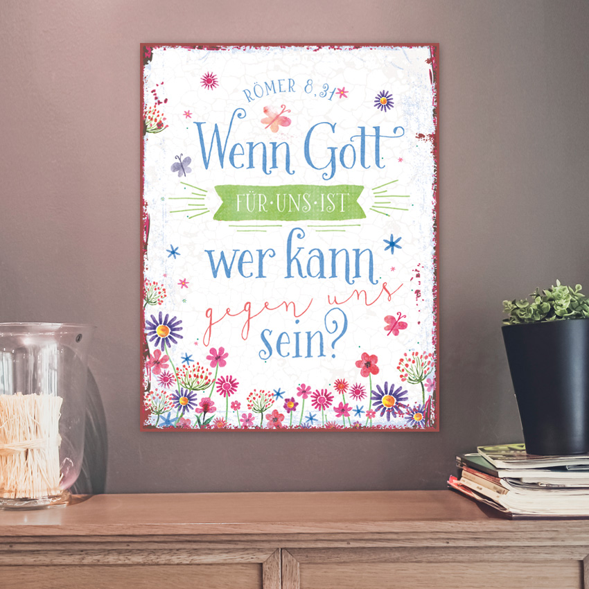 Metallschild groß - Gott ist für uns