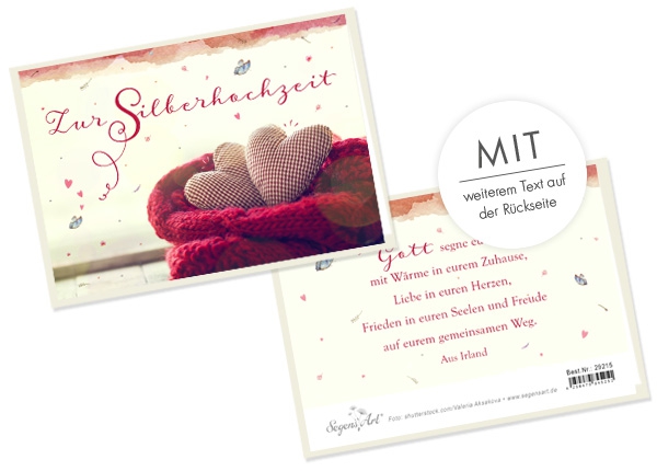 Faltkarte - Zur Silberhochzeit (Herzen)
