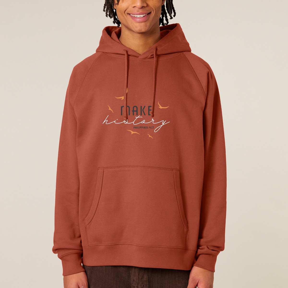 Hoodie Make history (braun)