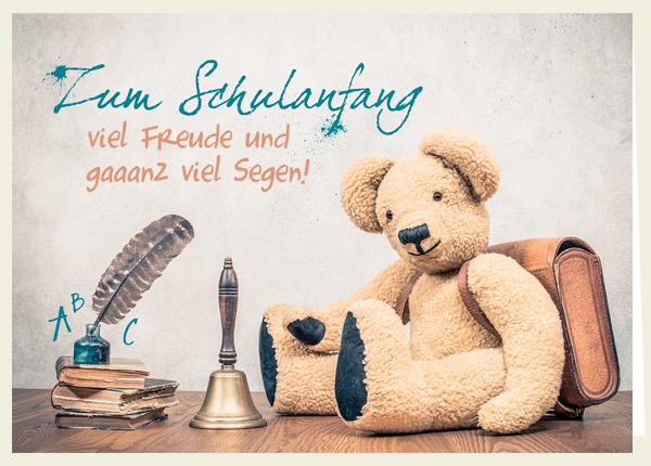 Faltkarte - Zum Schulanfang (Teddy)