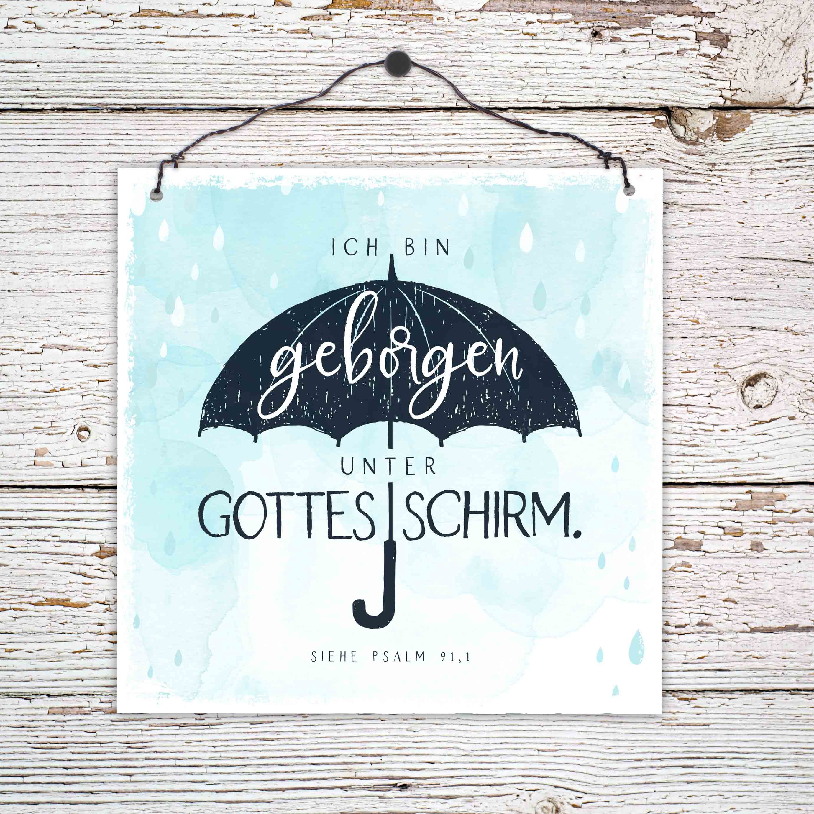 Holzschild klein - Unter Gottes Schirm