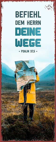 Metallschild lang - Befiehl dem Herrn (Landkarte)