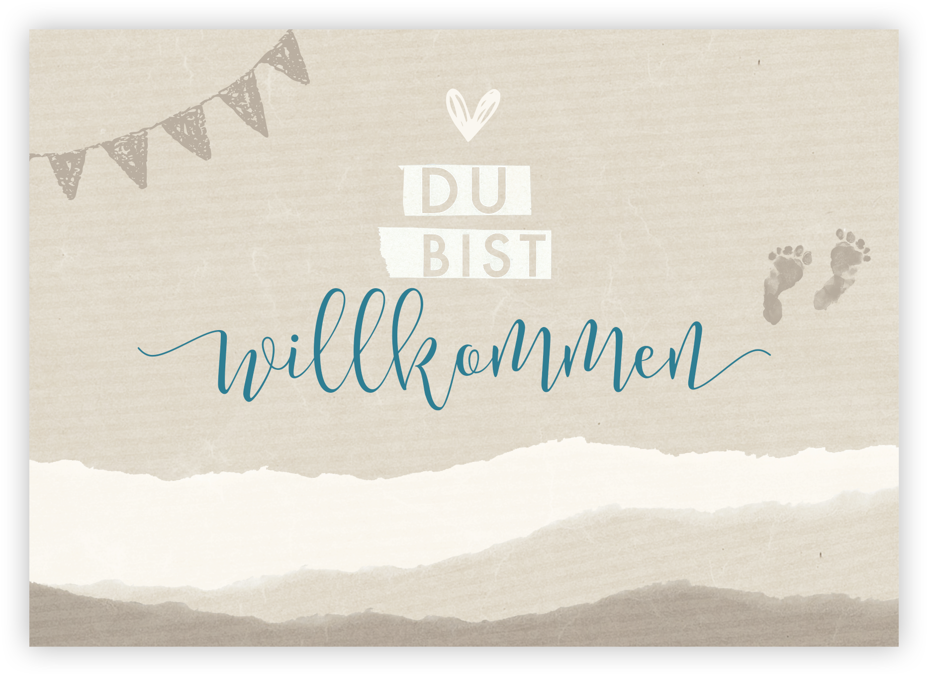 Faltkarte Naturpapier - Du bist willkommen