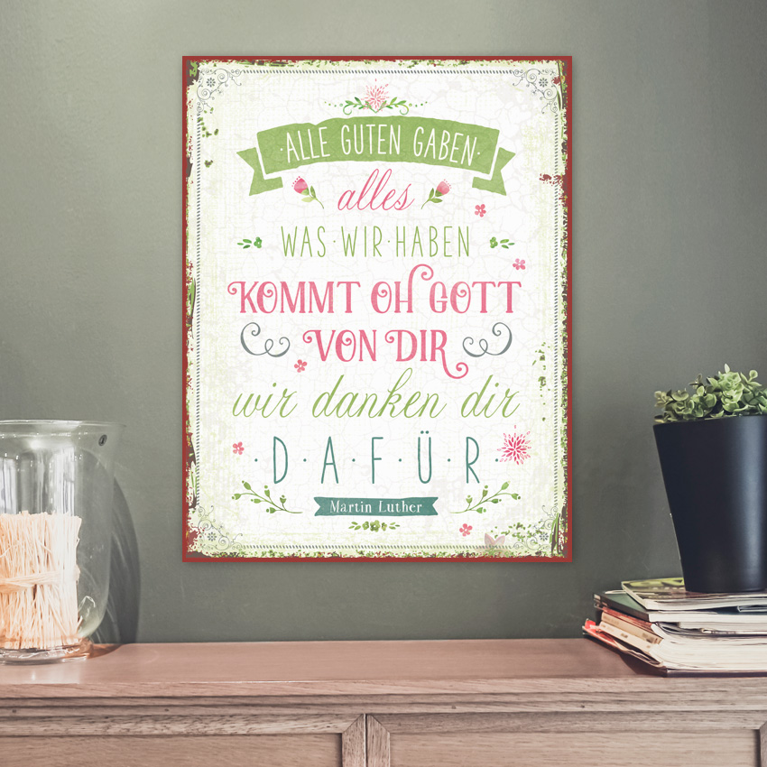 Metallschild groß - Gute Gaben