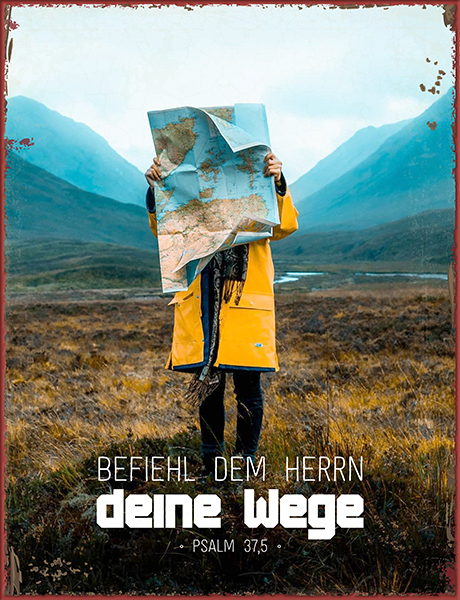 Metallschild groß - Befiehl dem Herrn (Landkarte)