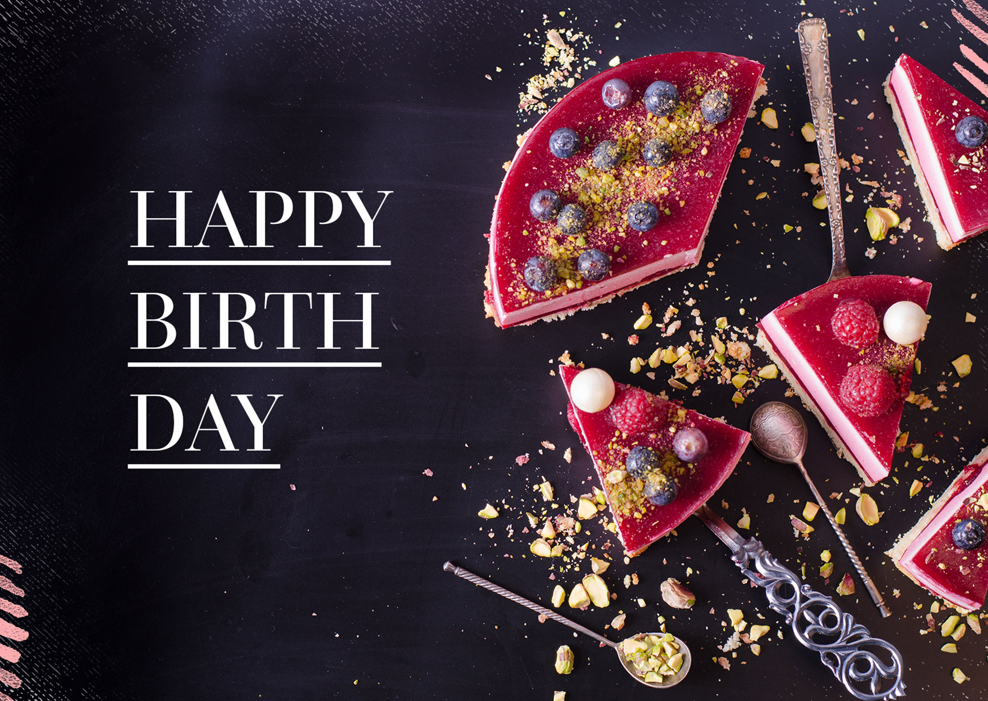 Postkarte - Happy Birthday (Tortenstücke) – Geburtstag