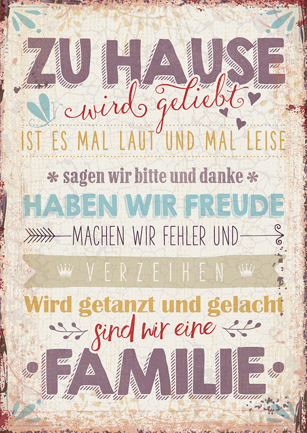 Postkarte - zu Hause - Familienregeln