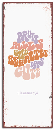 Metallschild lang - Jahreslosung 2025 - Letter weiß