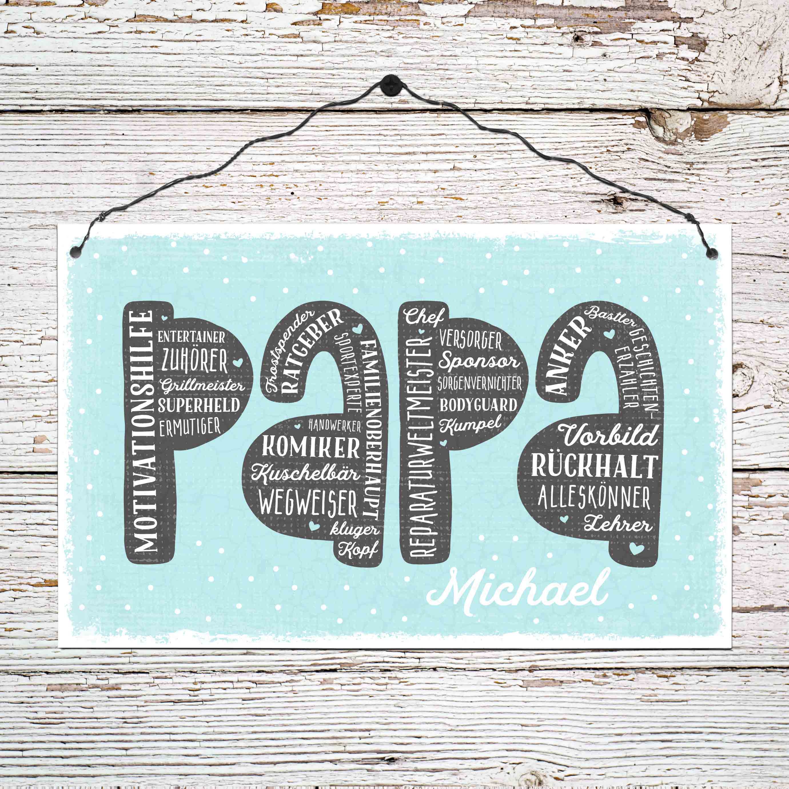 Persönliches Holzschild groß - Papa - Entertainer...