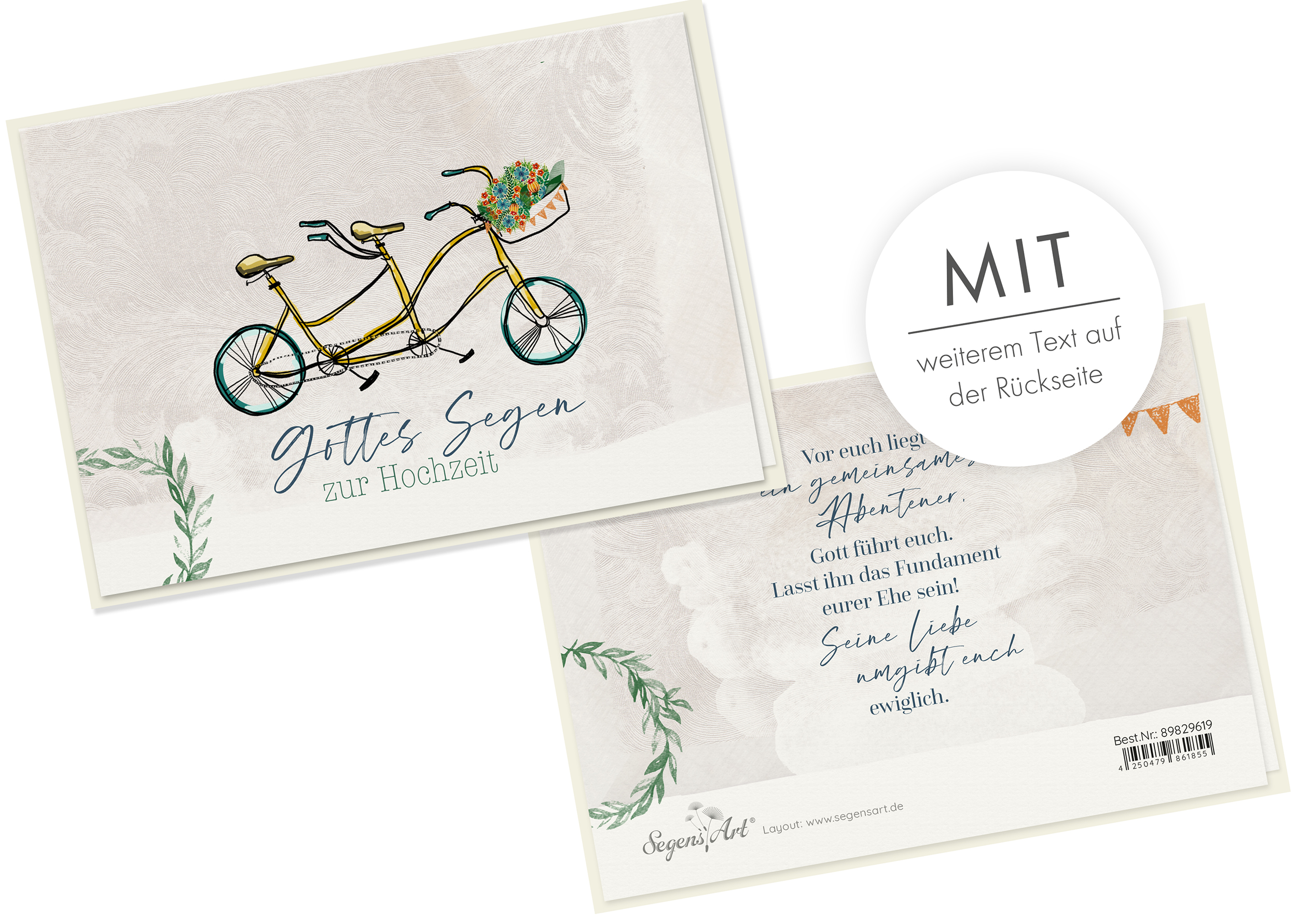 Faltkarte Naturpapier - Hochzeit - Tandem