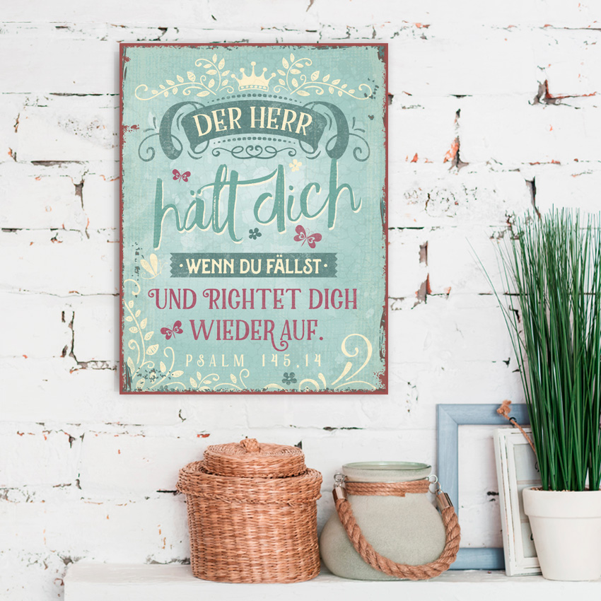 Metallschild groß - Gott richtet auf