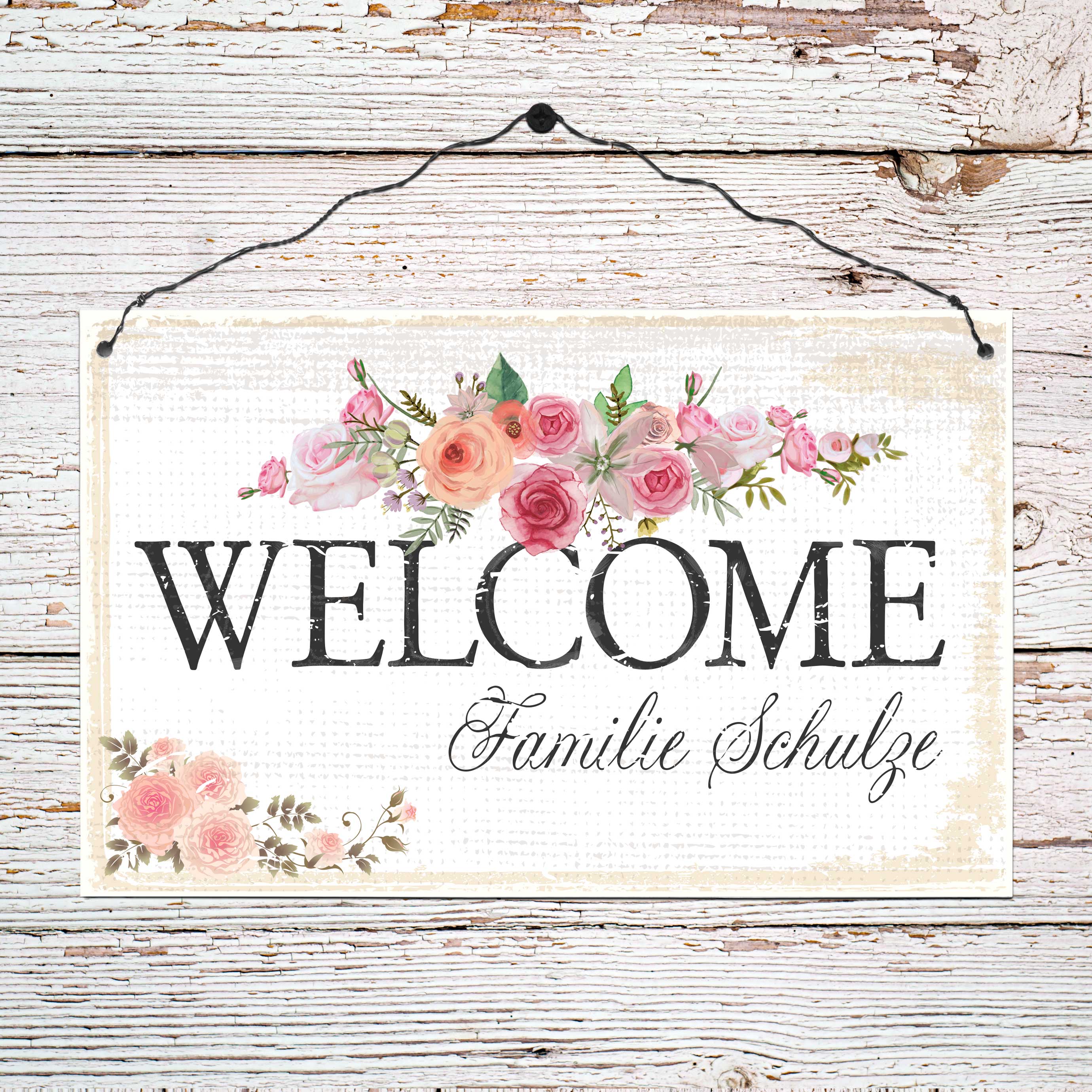 Persönliches Holzschild groß - Welcome