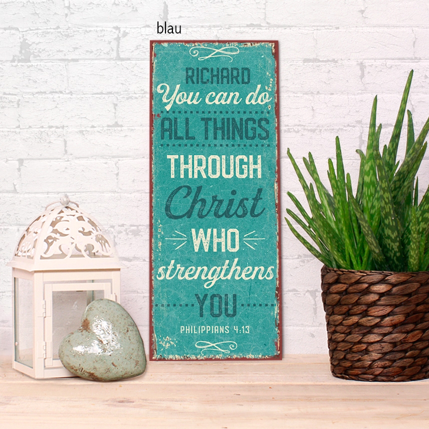 Persönliches Metallschild lang - You can do all things