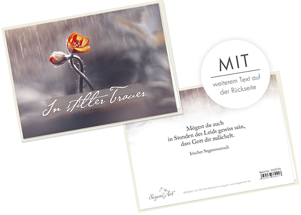 Faltkarte - In stiller Trauer (Blumen, Regen)