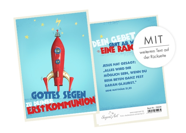 Faltkarte - Erstkommunion - Wie eine Rakete