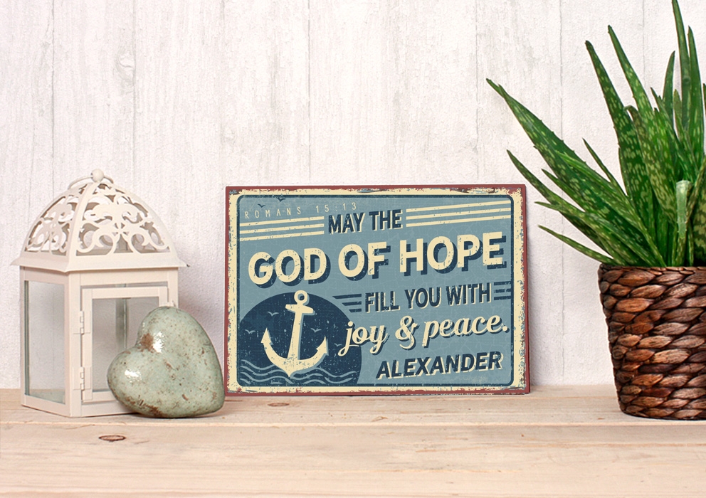 Persönliches Metallschild klein - God of hope