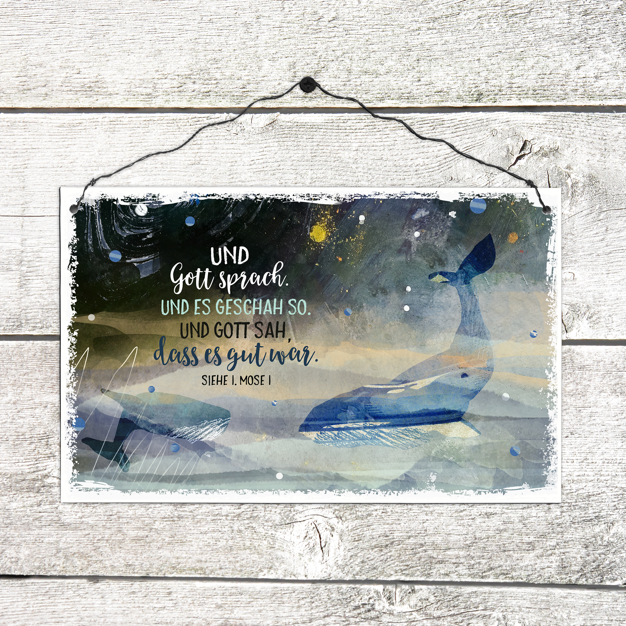 Holzschild groß - Wal