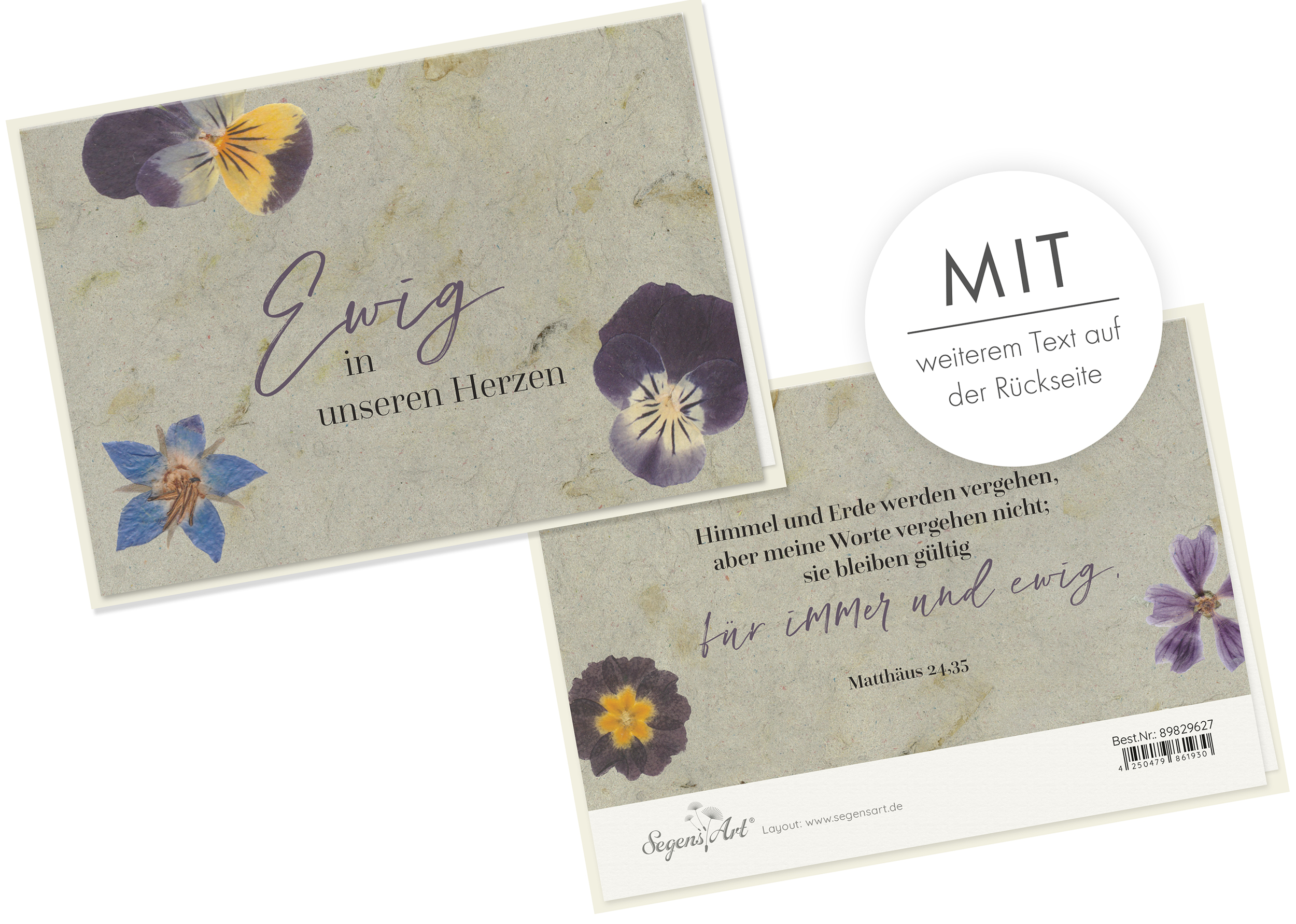 Faltkarte Naturpapier - Trauer - Ewig